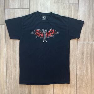 Vintage Thrasher San Francisco Bat Logo Skate T-Shirt Black Size L 90s Y2K
